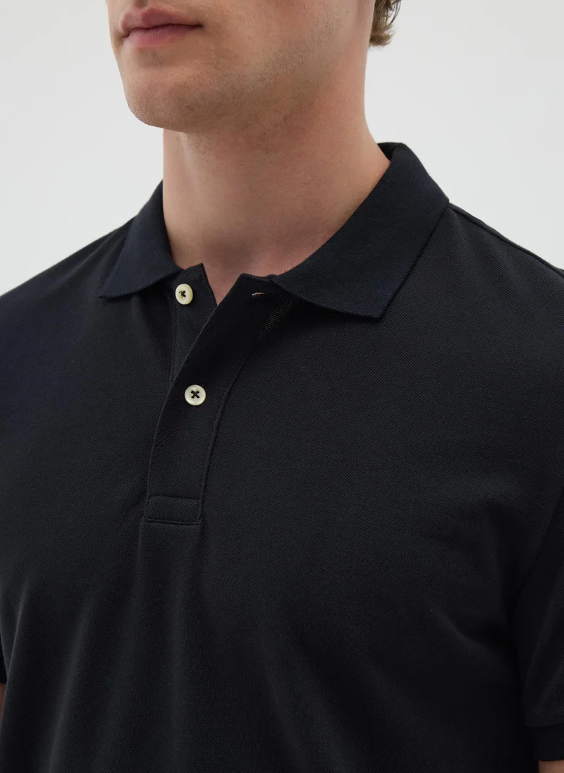 او في اس OVS Men'S Black Pure Cotton Polo Regular Fit
